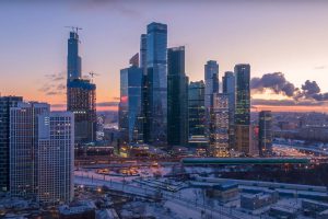 Moscow city business center and urban skyline